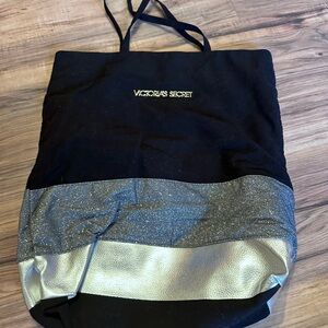 Victoria's Secret Black and Glittery Silver Tote